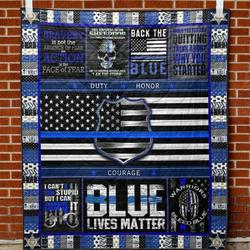 Blue Lives Matter Quilt Blanket Tm99  Quilt and Home Decor