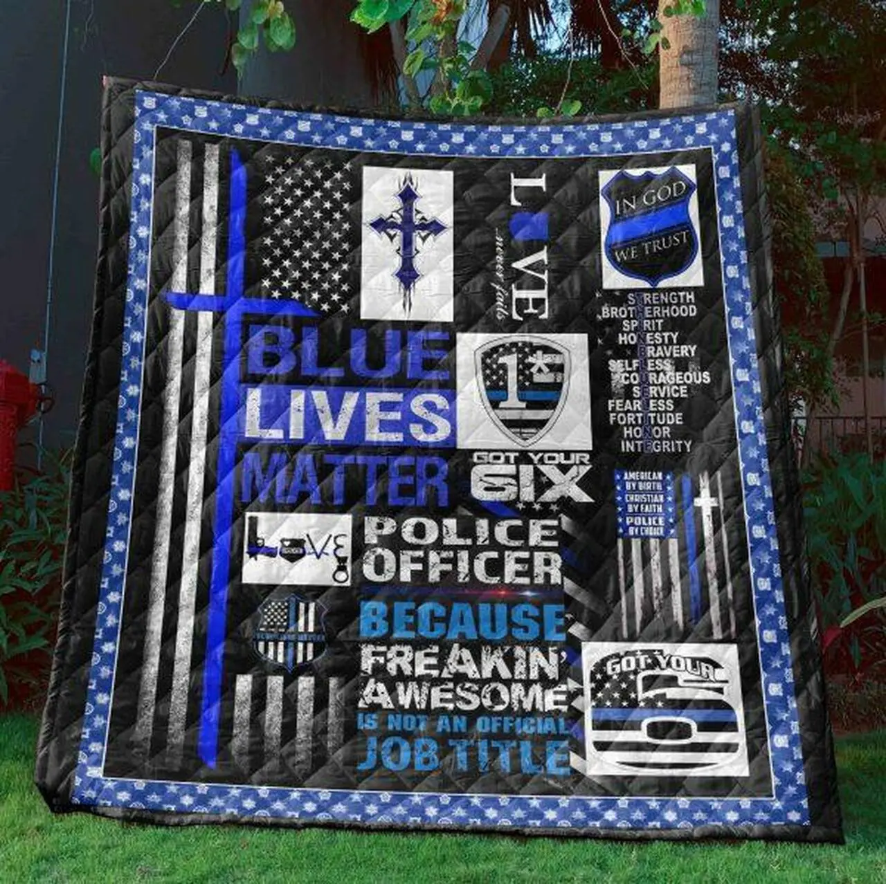 Blue Lives Matter Quilt Blanket Vh09 Quilt and Home Decor