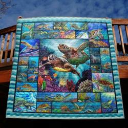 Blue Sea Treasures Quilt Blanket Tm99  Quilt and Home Decor