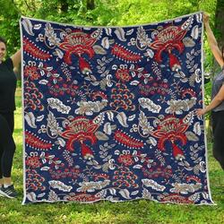 Blue Vintage Bohemian Floral Cl17100142Mdq Quilt Blanket and Home Decor