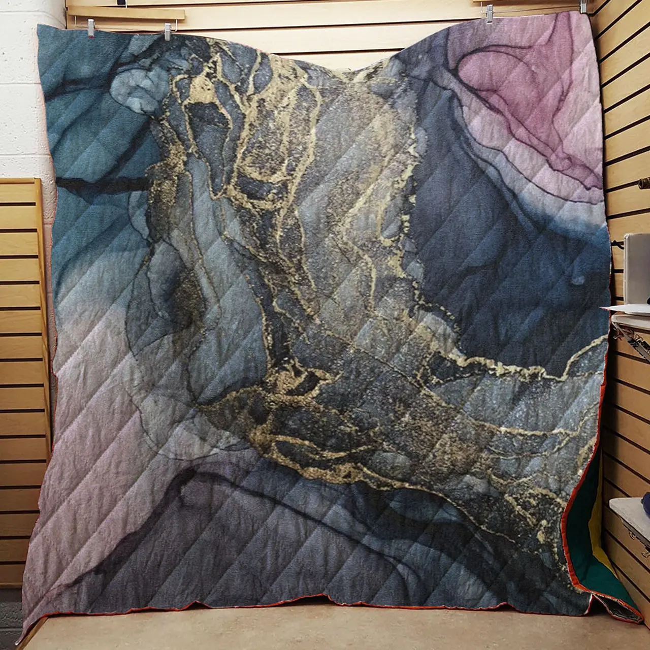 Blush Payne’S Gray And Gold Metallic Abstract Throw Quilt Blanket and Home Decor