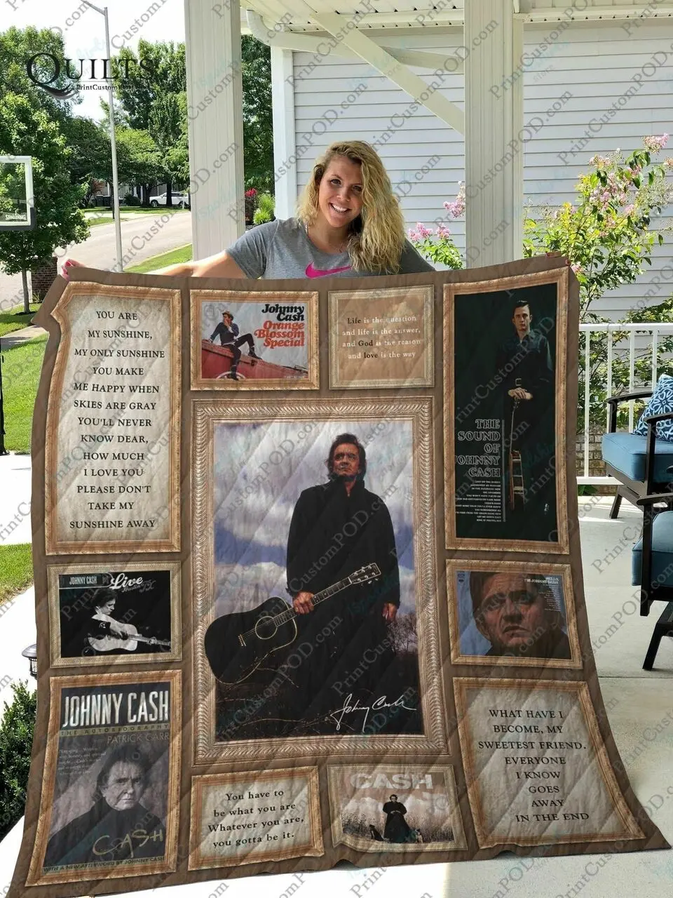 Bm Johnny Cash Quilt Blanket and Home Decor
