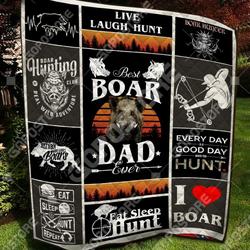 Boar Hunter Quilt Blanket and Home Decor