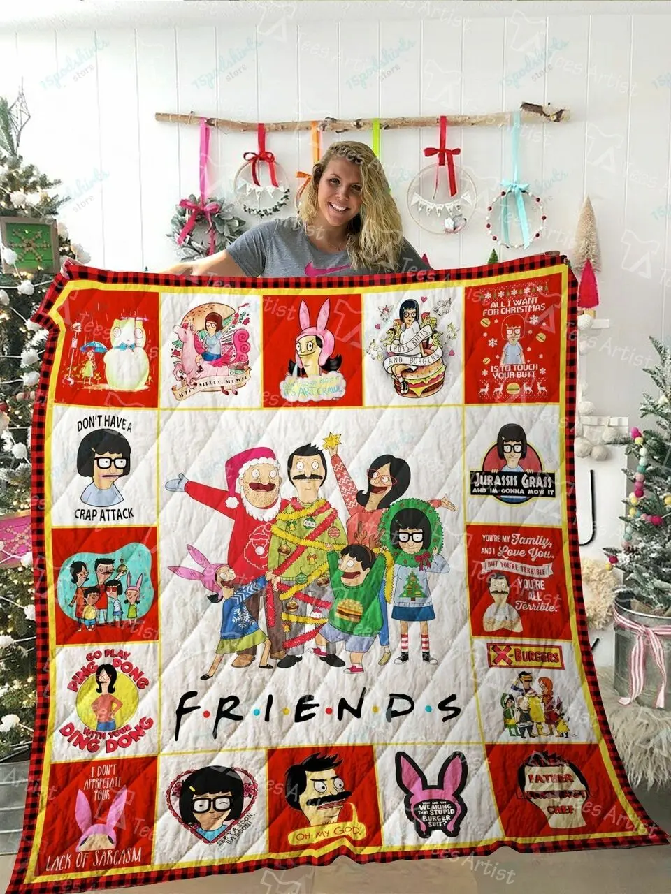Bob S Burgers Friends Tv Show Quilt Blanket 02243 and Home Decor