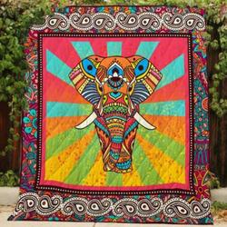 Boho Elephant Art Quilt P138  Quilt and Home Decor