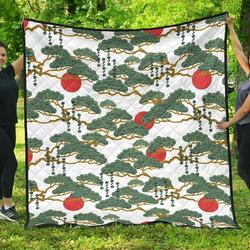 Bonsai Red Sun Japanese Pattern DHCDHC DT1910 Quilt Blanket and Home Decor