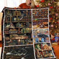 Book And Cat Jfj Quilt Ro and Home Decor