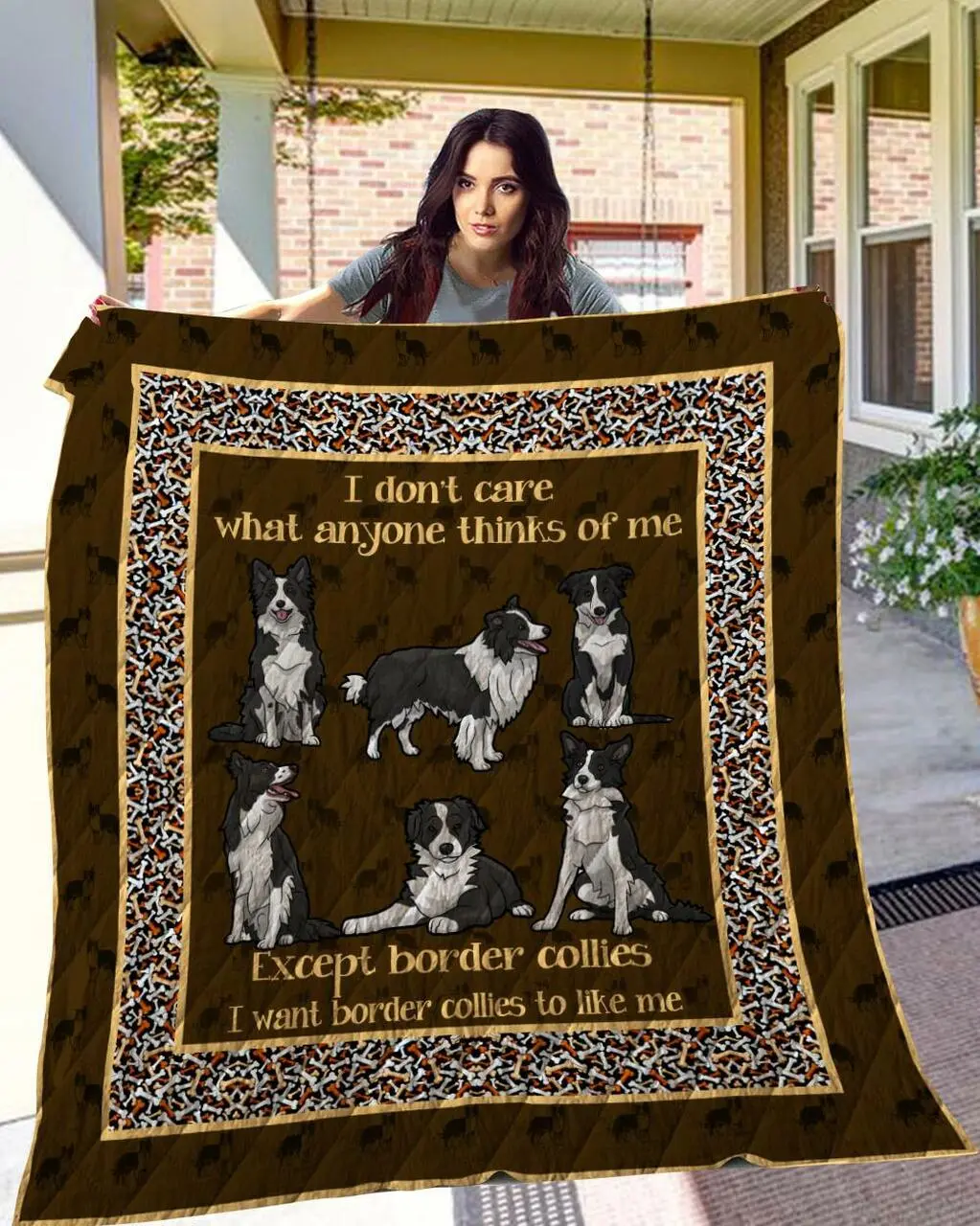 Border Collie 09 Ndq0436 Quilt Quilt and Home Decor