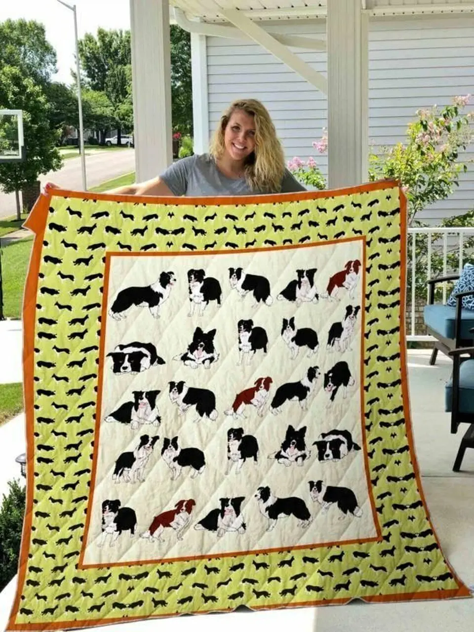 Border Collie Cl14100021Mdq Quilt Blanket and Home Decor