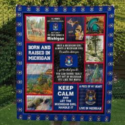 Born And Raised In Michigan Hur Quilt Bevrwk and Home Decor