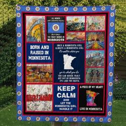 Born And Raised In Minnesota Cl14100029Mdq Quilt Blanket and Home Decor