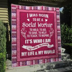 Born To Be A Social Worker Quilt Blanket Vq06  Quilt and Home Decor