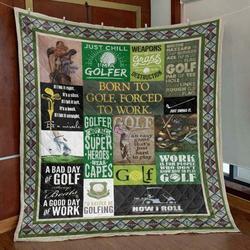 Born To Golf Quilt Blanket No96  Quilt and Home Decor