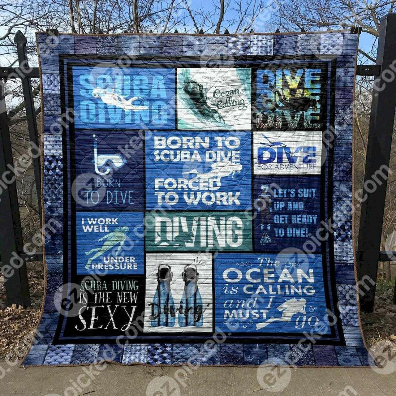 Born To Scuba Dive Forced To Work Cld150671 Quilt Blanket and Home Decor