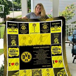 Borussia Dortmund Fr Meine Tochter Annika Dein Papa Quilt Blanket and Home Decor