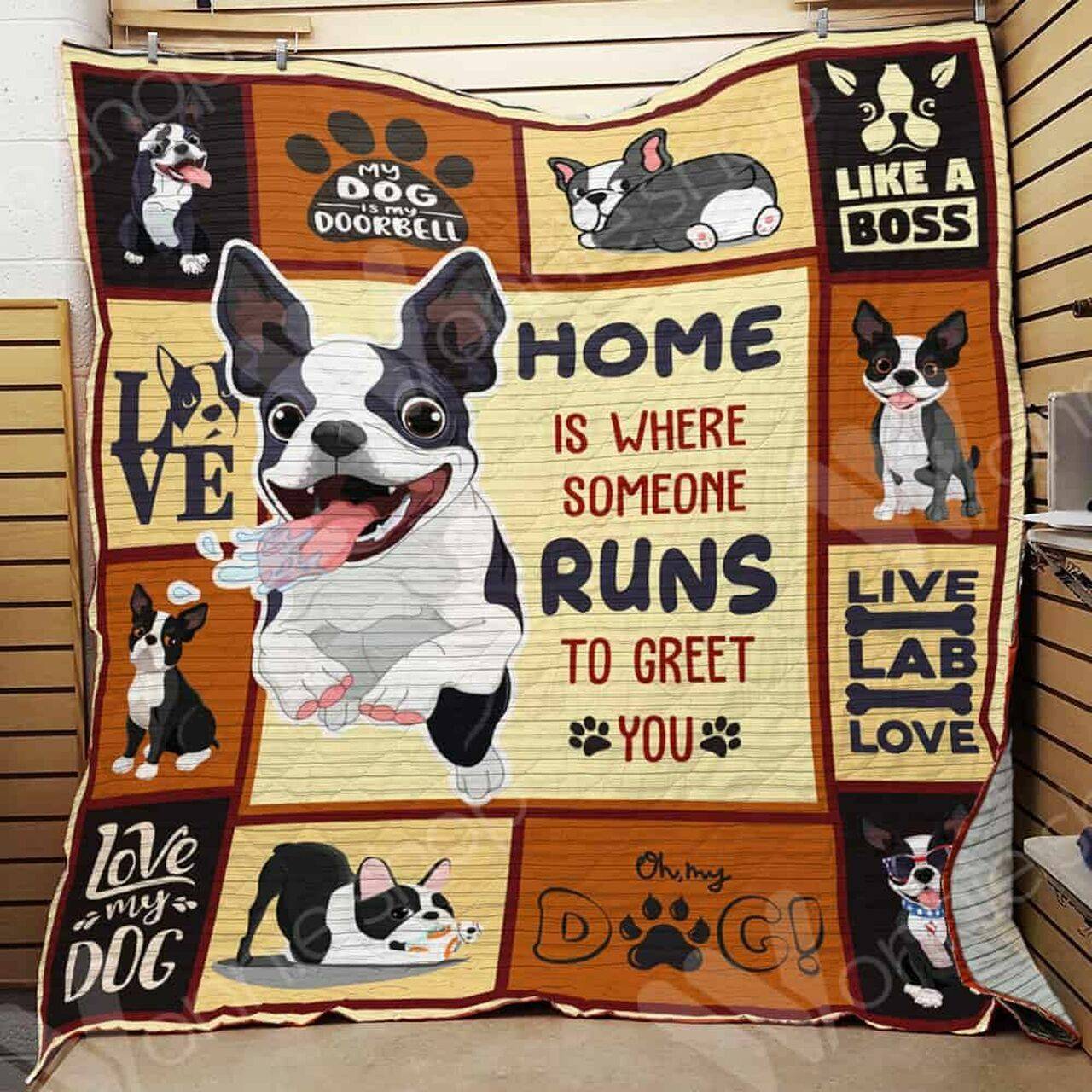 Boston Terrier Dog Cl15100049Mdq Quilt Blanket and Home Decor