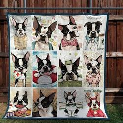 Boston Terrier Lady In Red Quilt Blanket Dhc020120532Td and Home Decor