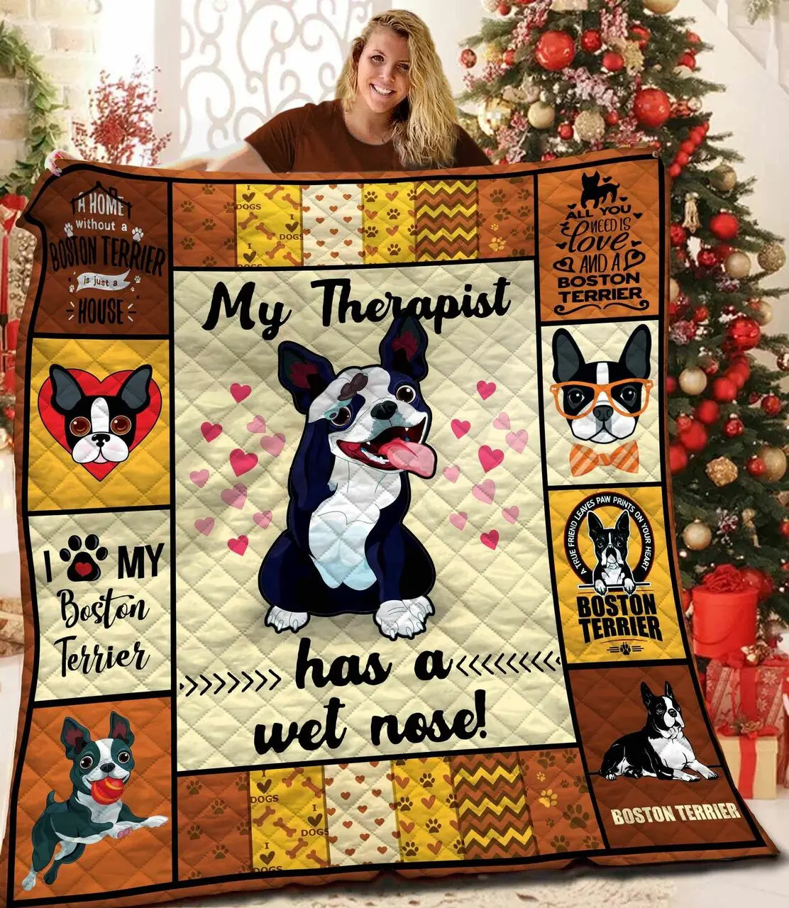 Boston Terrier Quilt Blanket BBB271109MH and Home Decor