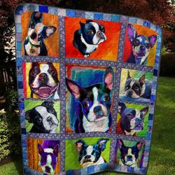 Boston Terrier Quilt Blanket Ver 3  Quilt and Home Decor