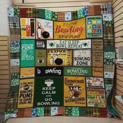 Bowling Puns Are Right Up My Alley Quilt Blanket Great Customized Blanket Gifts For Birthday Christmas Thanksgiving and Home Decor