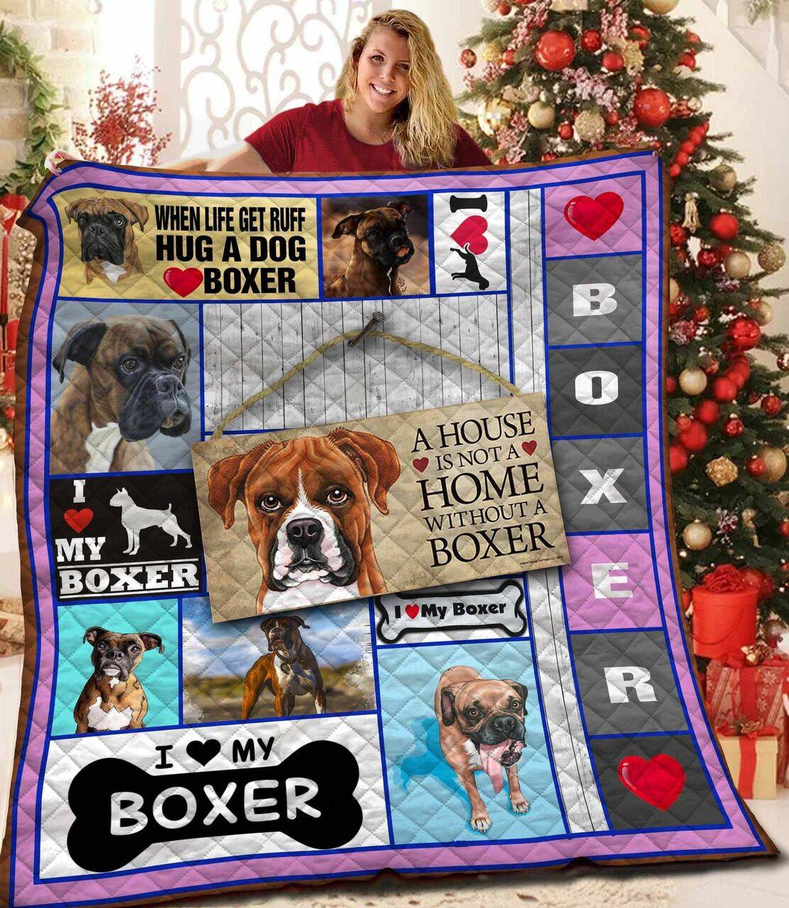 Boxer Dog Jfj Quilt Je and Home Decor