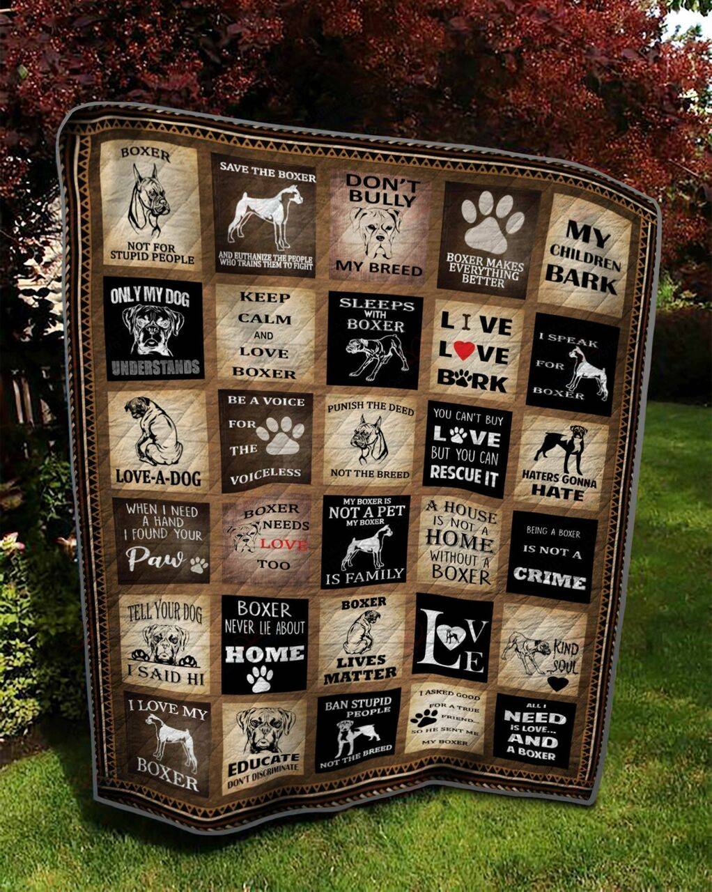 Boxer Dog When I Need A Hand I Found You Paw Quilt Blanket Great Customized Blanket Gifts For Birthday Christmas Thanksgiving and Home Decor