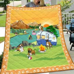 Boxer Go Camping Quilt  Quilt and Home Decor