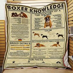 Boxer Knowledge Quilt Blanket and Home Decor