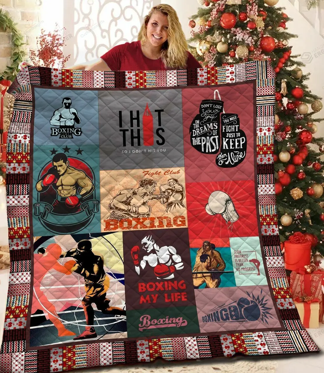 Boxing Is My Life Quilt Blanket Great Customized Blanket Gifts For Birthday Christmas Thanksgiving and Home Decor