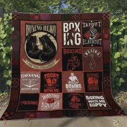 Boxing Makes Me Happy Quilt Blanket Great Customized Blanket Gifts For Birthday Christmas Thanksgiving and Home Decor