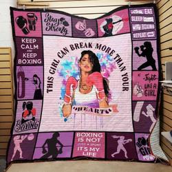Boxing This Girl Can Break More Than Your Heart Quilt Blanket Great Customized Blanket Gifts For Birthday Christmas Thanksgiving and Home Decor