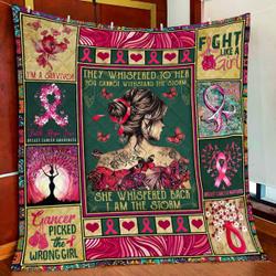 Breast Cancer Awareness Quilt Blanket and Home Decor