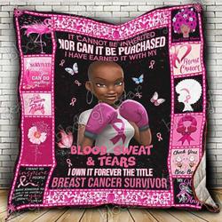 Breast Cancer Survivor Black Woman Cl18100115Mdq Quilt Blanket and Home Decor