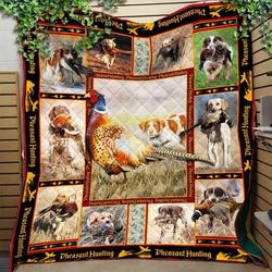 Brittanys With Bird Hunting Like Quilt Blanket and Home Decor