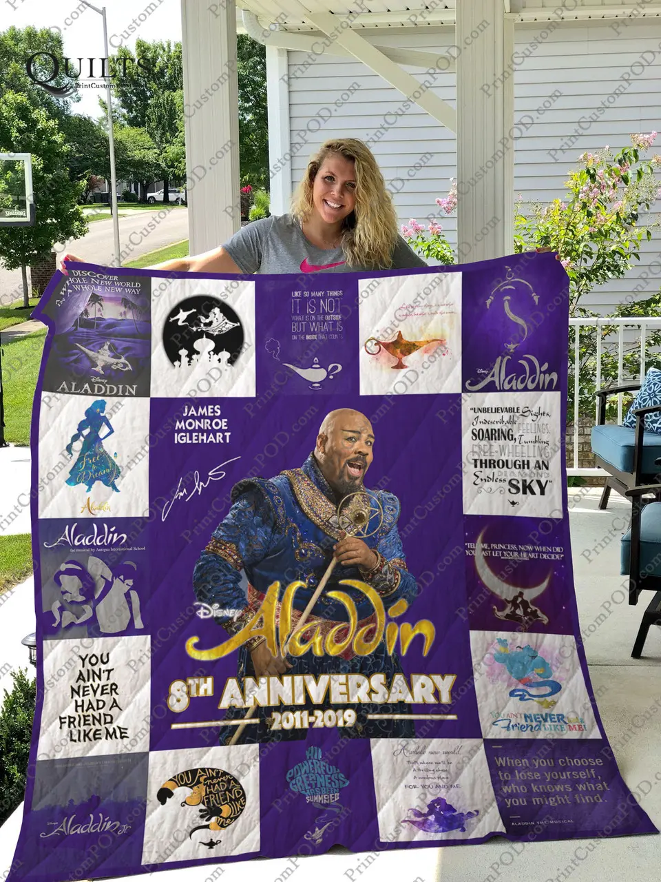 Broadway Aladdin The Musical 8Th Anniversary Quilt Blanket Ver 17 and Home Decor