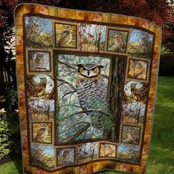 Brown Background Owl Quilt Blanket  Quilt and Home Decor