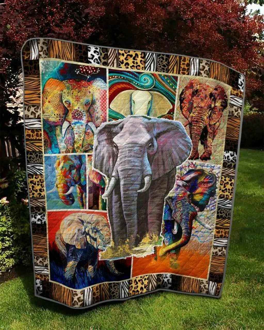 Brown Elephant Quilt Blanket Quilt and Home Decor