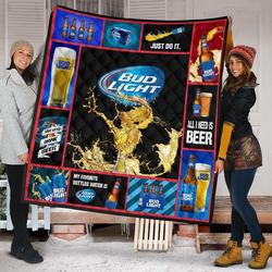 Bud Light Beer Lover Funny Gift Idea Quilt and Home Decor