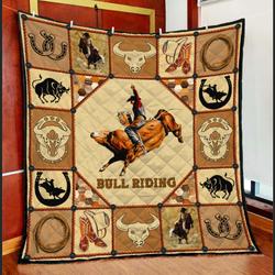 Bull Riding Quilt Blanket and Home Decor