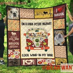 Bulldog Bulldog Hippie Car Quilt Blanket Dhc04011895Dd and Home Decor