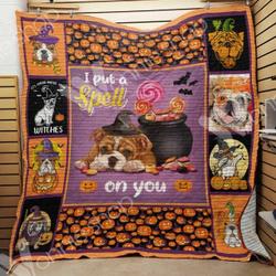 Bulldog Halloween Ee Quilt Inkpwk and Home Decor