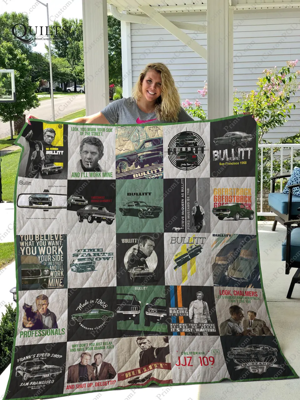Bullitt Quilt Blanket For Fans Ver 25 and Home Decor