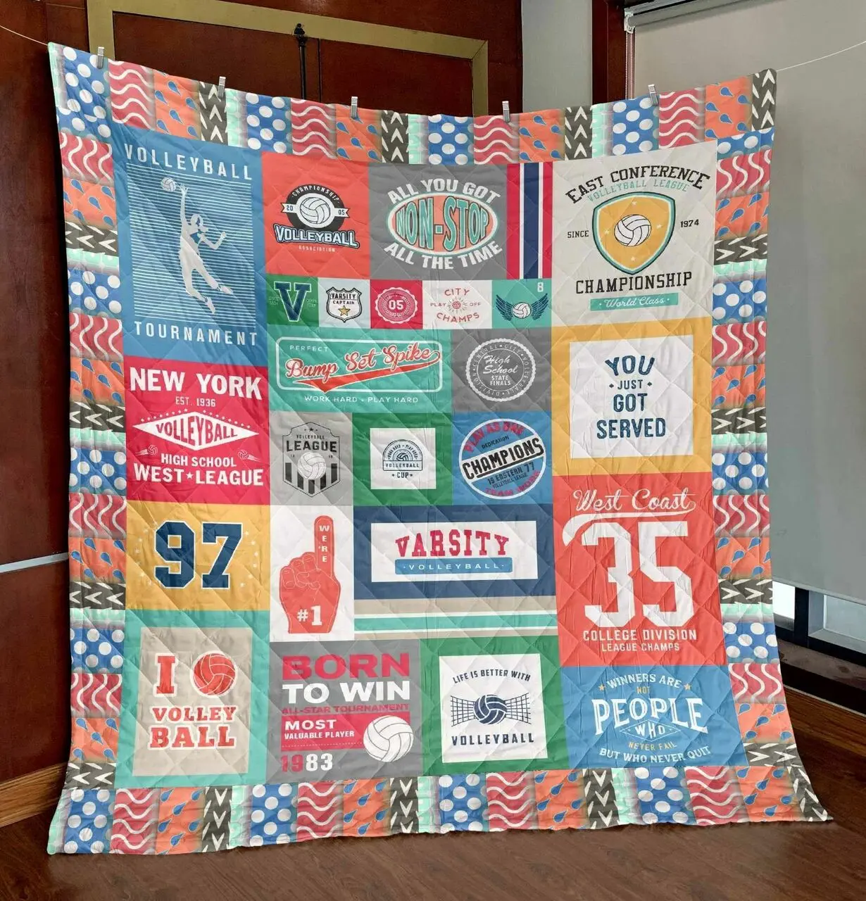 Bump Set Sprike Volleyball Hur Quilt and Home Decor
