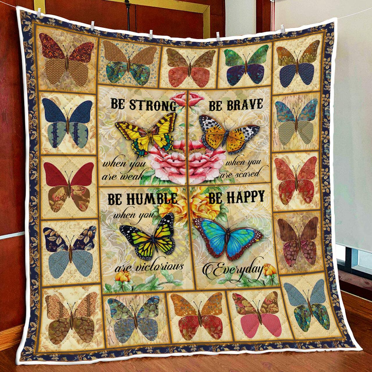 Butterfly Be Happy Everyday Quilt Blanket and Home Decor