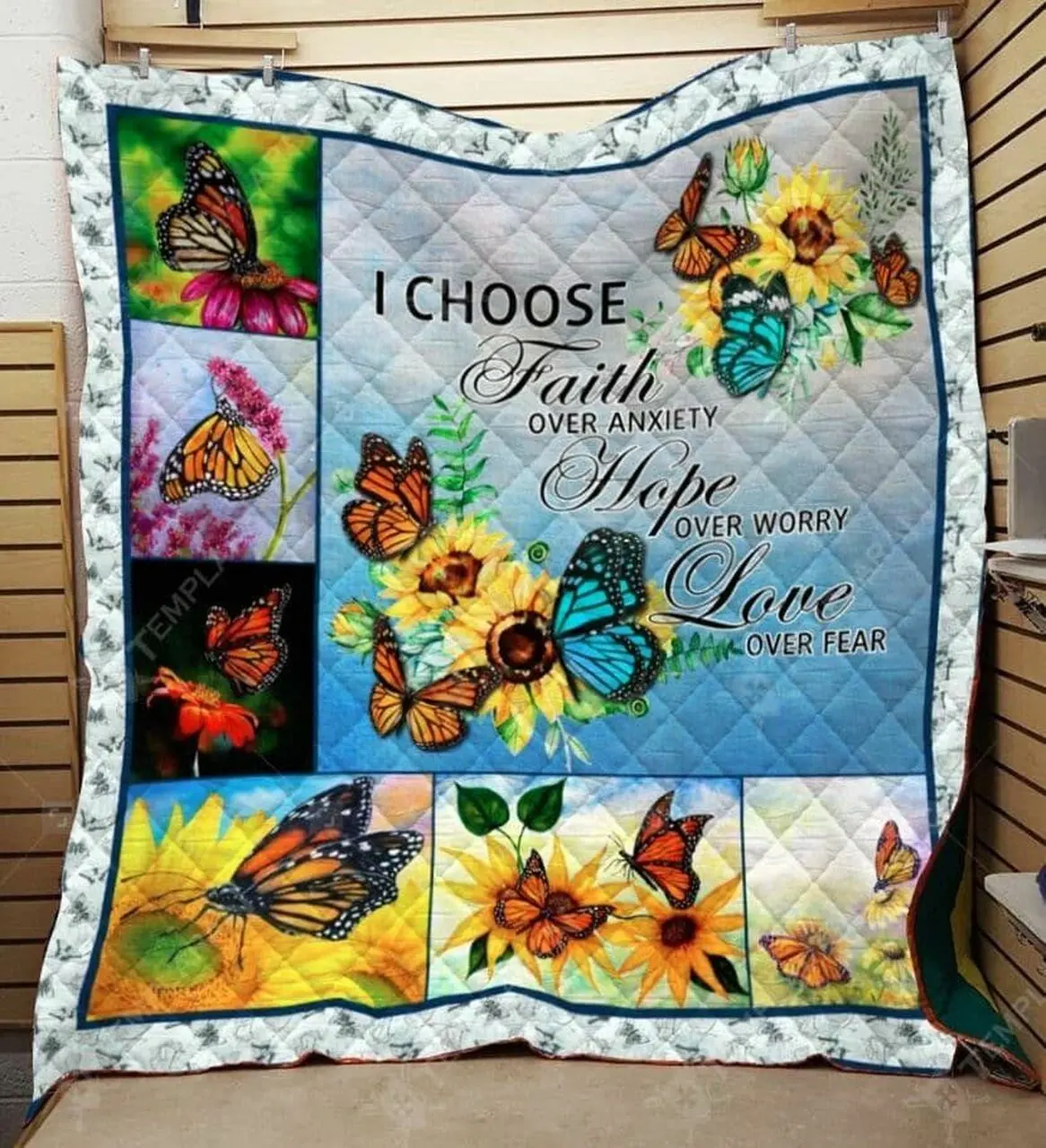 Butterfly Love Over Fear Quilt Blanket Dhc04011925Dd and Home Decor