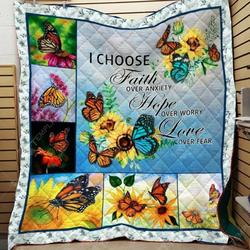Butterfly Love Over Fear Quilt Blanket Dhc04011925Dd and Home Decor