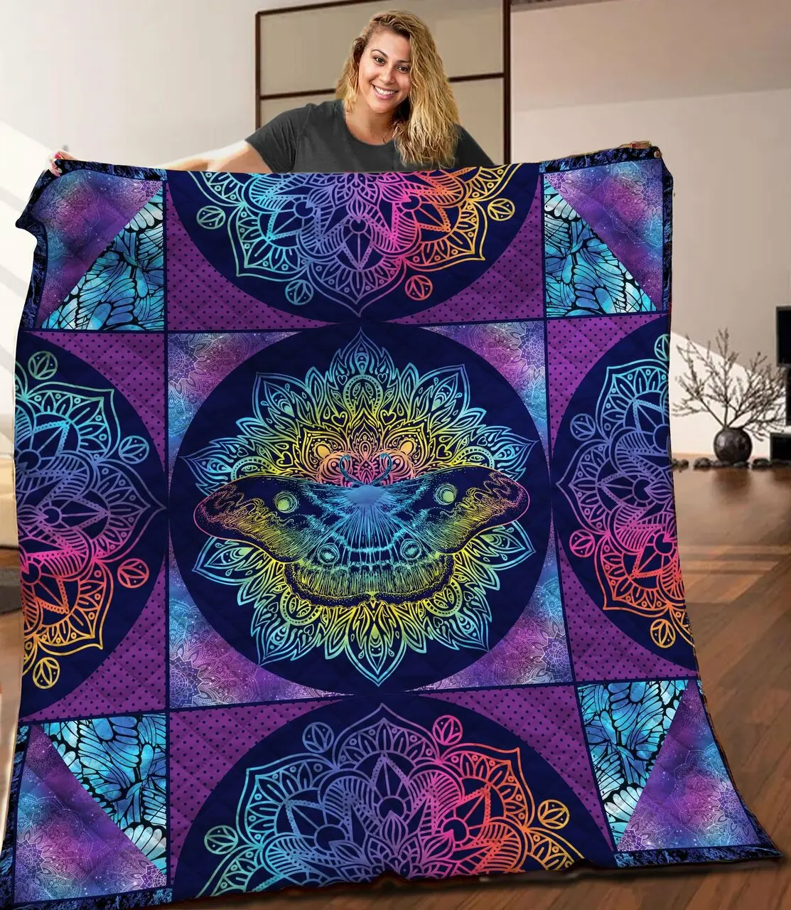 Butterfly Mandala Quilt Blanket C9B300501Ta and Home Decor
