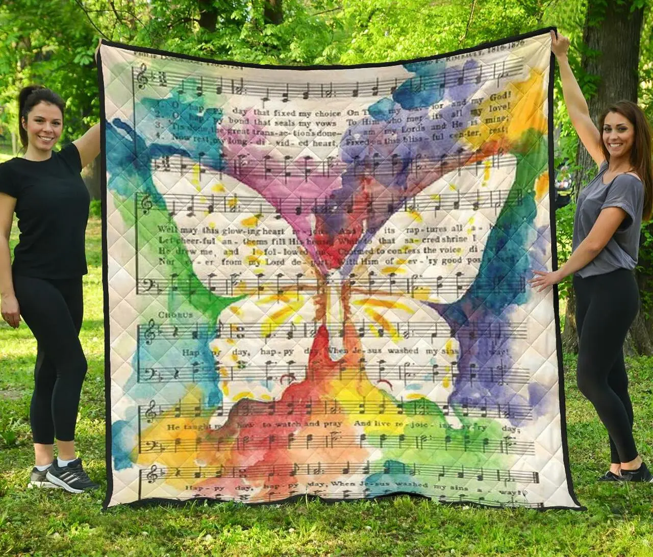 Butterfly Music Sheet Premium Quilt M162 Quilt and Home Decor