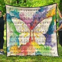 Butterfly Music Sheet Premium Quilt M162  Quilt and Home Decor