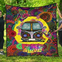 Butterfly Peace And Love Premium Quilt M152 , Sleeping Blanket  Quilt and Home Decor
